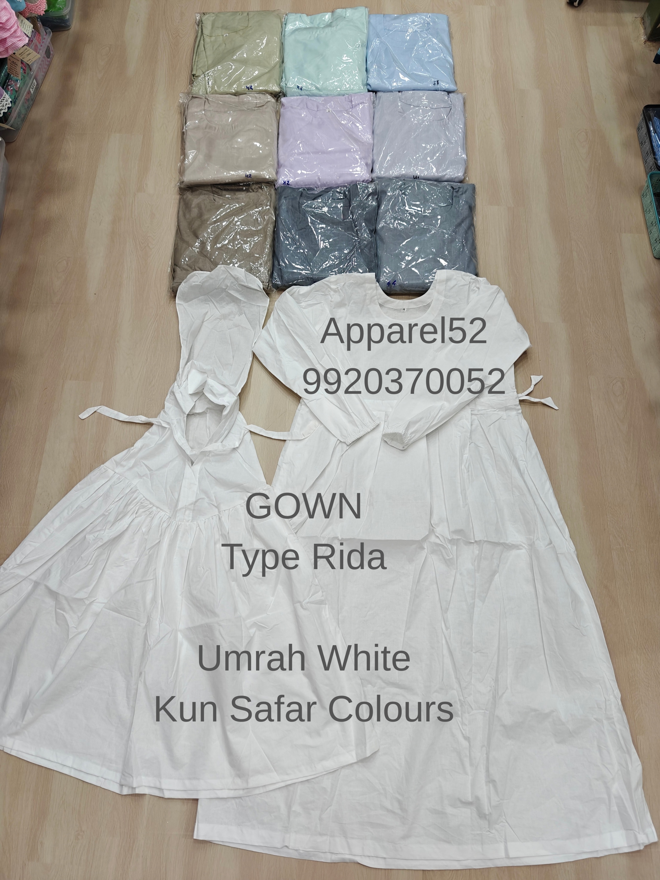  Ladies GOWN pattern Umrah Rida with Pardi. White for Hajj Umrah, Colours for Kun Safar, Madina, Sizes as per Ghagra length
